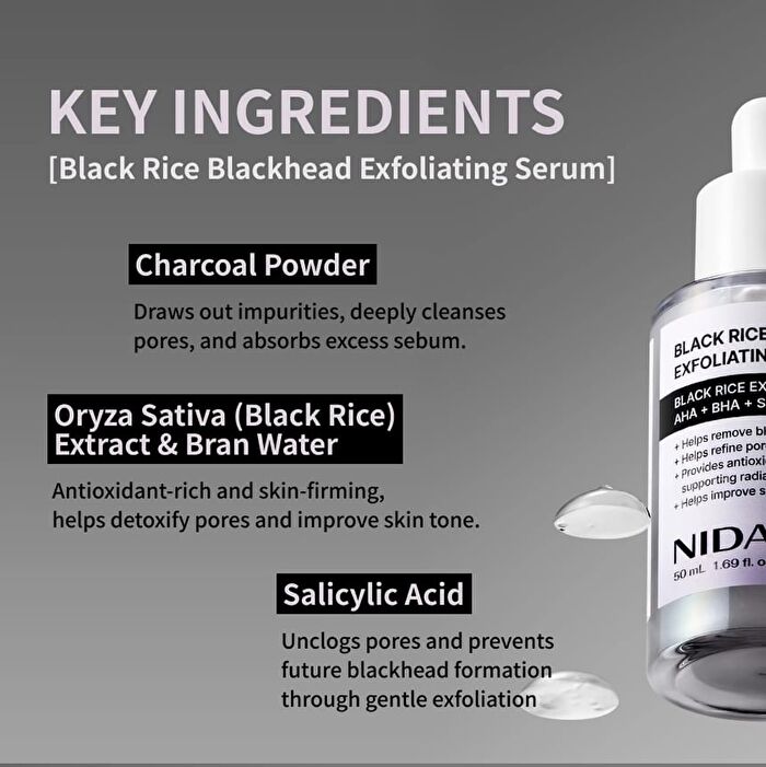 Nida Black Rice Blackhead Exfoliating Serum - 50ml
