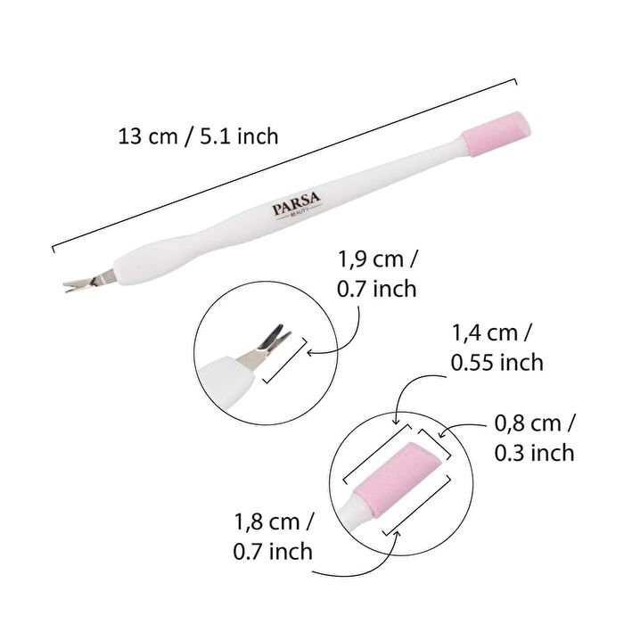 Cuticle Knife with Ceramic Hoof Stick - Pink & White