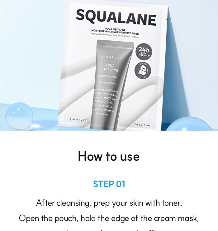 Aqua Squalane Moisturizing Cream Wrapping Mask Set - 18ml x 4 sheets