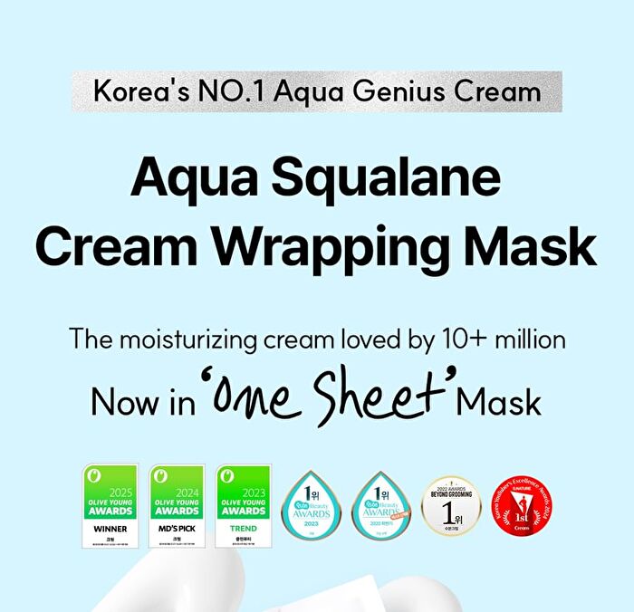 Aqua Squalane Moisturizing Cream Wrapping Mask Set - 18ml x 4 sheets