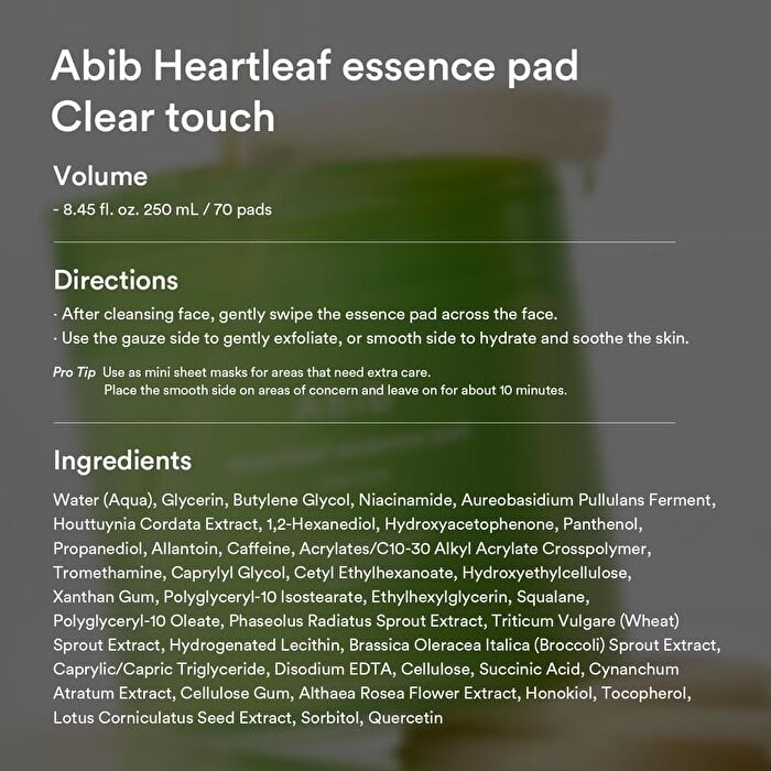 Heartleaf Essence Pad Clear Touch Refill Only - 70 pads
