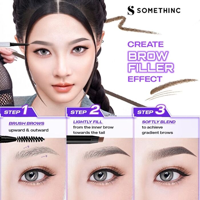Somethinc Brow Filler Slim Retractable Eyebrow - Grey Brown