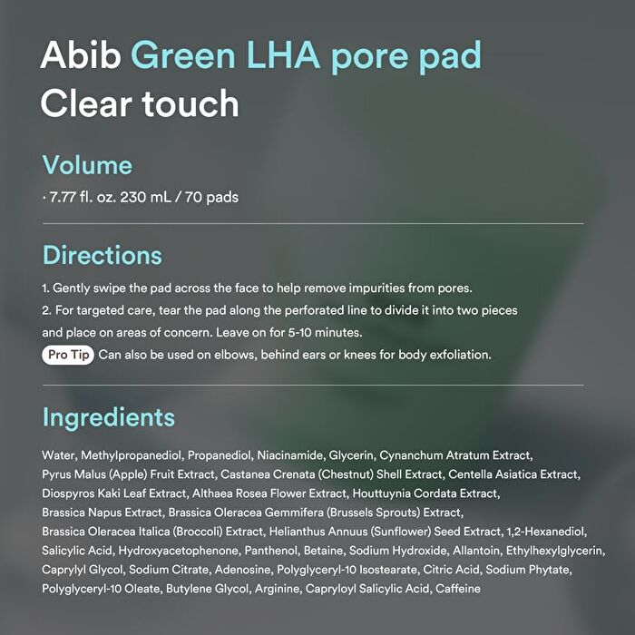 Green LHA Pore Pad Clear Touch - 2026 Version - 70 pads