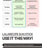 Lalarecipe Matcha Cica Sun Stick - 20g