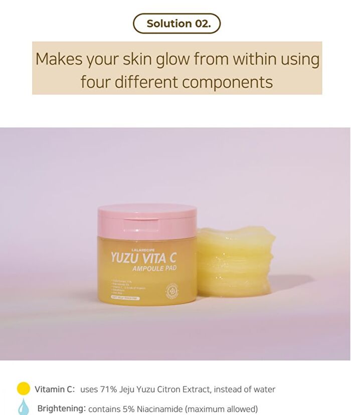 Lalarecipe Yuzu Vita C Ampoule Pad - 80 pads