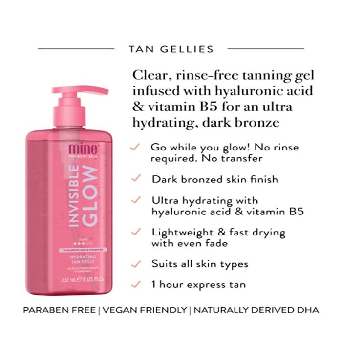 MineTan Invisible Glow Dark Hydrating Tan Gelly - 237ml