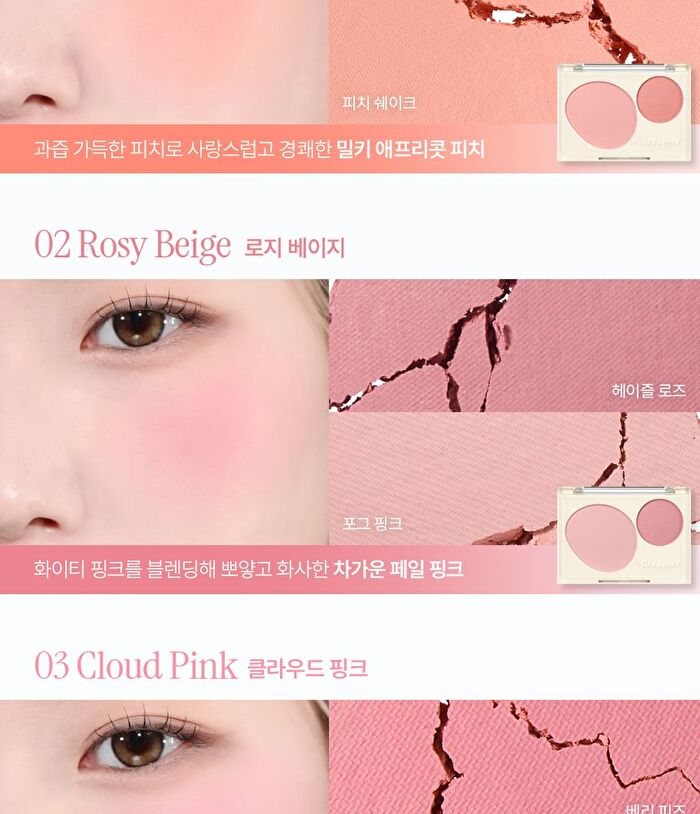 Fluffy Dual Blusher - 4 Types - #02 Rosy Beige