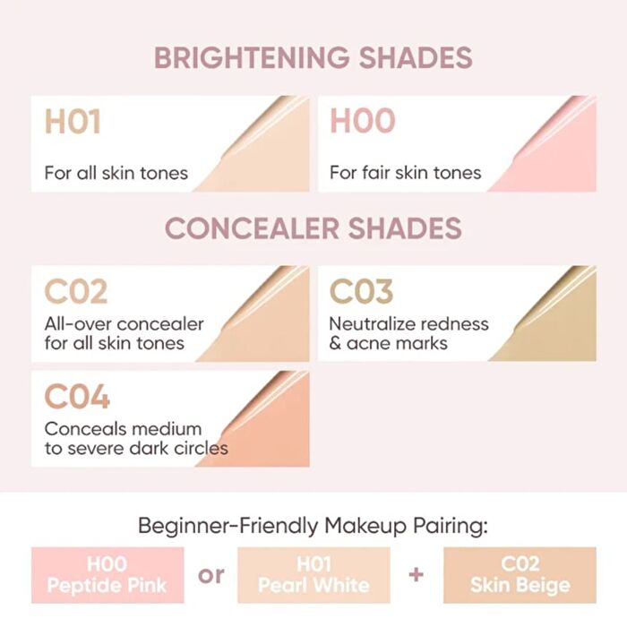 Brightening Concealer Liquid - 5 Shades - #H00 Peptide Pink - 6g