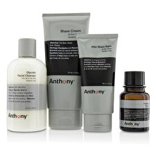 Anthony Logistics For Men The Perfect Shave Kit: Cleanser + Pre-Shave Oil + Shave Cream + After Shave Cream 4pcs
