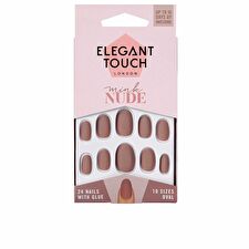 Elegant Touch Polished Colour Nails With Glue Oval #mink Nude