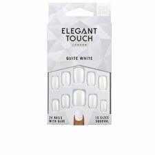 Elegant Touch Polished Colour Nails With Glue Squoval #quite White