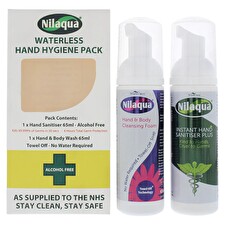 Nilaqua Set Nilaqua: Waterless Cleansing Hand Gel 65ml & Waterless Cleansing Foam Hand & Body 65ml
