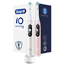 Oral B Electric Toothbrush Io6 Series Duo Pack White / Pink Sand Extra Handle 2 Pcs