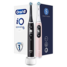 Oral B Electric Toothbrush Io6 Series Duo Pack Black / Pink Sand Extra Handle 2 Pcs