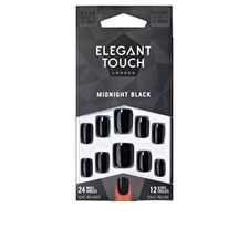 Elegant Touch Core Color Nails With Glue Squoval #midnight Black 24 U