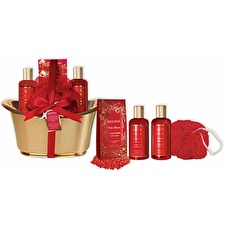 Parisax Bath Gift Set In A Golden Tub Frozen Strawberries & Vanilla 5 Pcs
