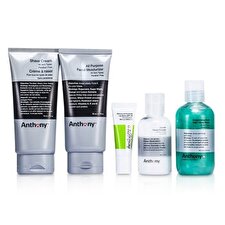 Anthony Logistics For Men Das Essential Traveller Kit: Reiniger + Mositorizer + Lip Blam + Rasiercreme + Haar- und Duschgel 5St