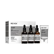 Revox B77 Skin Brightening Set Revox B77: Just Caffeine 5% Anti-dark Circles Day Eye Serum 30ml & Just Vitamin C 2% Anti-oxidant Serum For Face 30ml & Just Glycolic Acid 20% Toning Serum For Face 30ml & Just Squalane Eliminates Impurities Cleansing Cream 30ml