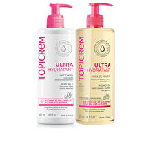 Topicrem Uh Ultra Moisturizing Milk 500ml & Shower Oil 500ml Pack 2 Pcs