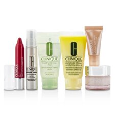 Clinique Travel Set: Gesichtsseife 30ml + DDML + 30ml + Moisture Surge Intensiv 15ml + Smart-Serum 10ml + Eye Serum 5ml + Chubby Stick-# 05 6pcs