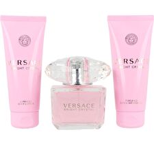 Versace Set Versace: Bright Crystal Eau De Toilette For Women 90ml & Bright Crystal Hydrating Body Lotion 100ml & Bright Crystal Shower Gel 100ml & Zippered Gwp Textile Pouch Black