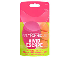 Real Techniques Vivid Escape Xl & Mini Miracle Complexion Sponge Case 4 Pcs