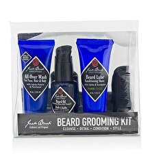 Jack Black Beard Grooming Kit: All-Over Wash 44ml, Beard Oil 30ml, Beard Lube Conditioning Shave 44ml, Beard Comb 4pcs
