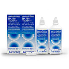 Pharmaset Unique Solution With Hyaluronic Acid For Soft Contact Lenses 2x 500ml