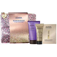 Ahava It's Your Time To Shine Set Ahava: Osmoter Concetrate Smoothing Lotion For Face 15ml & Osmoter Concetrate Illuminating Eye Serum 2ml *sample & Deadsea Water Mineral Hydration Hand Cream Floral 40ml & Gwp Textile Pouch