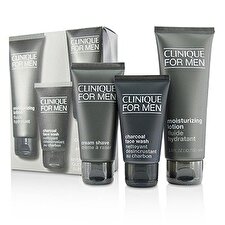 Clinique Custom-Fit Tägliche Hydratation Set: Holzkohle Gesicht waschen + Creme rasieren 60ml / 2oz + feuchtigkeitsspendende Lotion 100ml / 3.4oz 3pcs 50ml/1.7oz