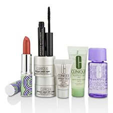 Clinique Bonus Travel Set: M / U Entferner + Gesichtsseife + Repair Serum + 2x Moisturizer + Mascara + Lippenfarbe 7pcs