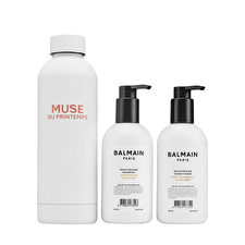 Balmain Professionnel Set Balmain Professionnel: Argan Oil Hair Shampoo Moisturizing 300ml & Hair Conditioner For Moisturizing 300ml & Muse Du Printemps Gwp Steel Water Bottle White