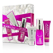 Glamglow On The Go Set: Supermud Clearing Treatment 15g/0.5oz + GlowStarter Mega Illuminating Moisturizer - Nude Glow 15ml/0.5oz + GlowSetter Makeup Setting Spray 28ml/0.95oz 3pcs