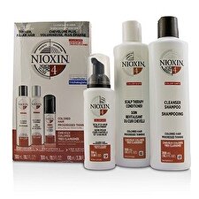 Nioxin 3D Care System Kit 4 - For Colored Hair, Progressed Thinning, Balanced Moisture (Box Slightly Damage 3pcs