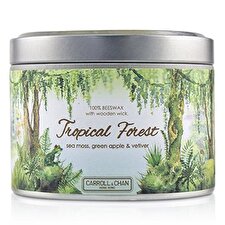 The Candle Company Tin Can 100% Beeswax Candle with Wooden Wick - Tropical Forest (8x5) cm