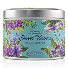 The Candle Company Tin Can 100% Beeswax Candle with Wooden Wick - Sweet Violets (8x5) cm