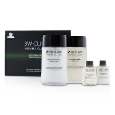 3W Clinic Homme Classic - Moisturizing Freshness Essential Skin Care Set: Essential Skin 150ml+30ml + Essential Lotion 150ml+30ml 4pcs