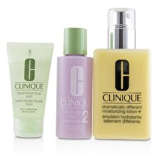 Clinique 3-Step Skin Care System (Skin Type 2): DDML+ 200ml + Clarifying Lotion 2 60ml + Liquid Facial Soap Mild 30ml 3pcs