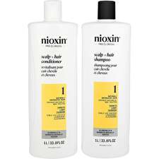 Nioxin System 1 Scalp Therapy Conditioner And Cleanser Shampoo For Natural Hair With Light Thinning Liter Duo