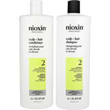 Nioxin System 2 Scalp Therapy Conditioner And Cleanser Shampoo For Natural Hair With Progressed Thinning Liter Duo
