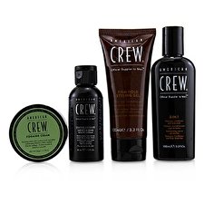 American Crew Travel Grooming Kit: 3-in-1 Shampoo, Conditioner & Shower Gel 100ml+Shave Cream 50ml+Styling Gel 100ml+Foaming Cream50g 4pcs+1bag