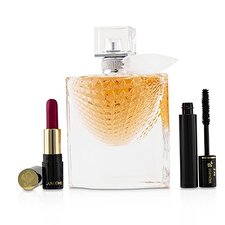 La Vie Est Belle L'Eclat Coffret: L'Eau De Parfum Spray 50ml + Hypnose Custom Wear Volume Mascara #01 Noir Hypnotic + L' Absolu Rouge Hydrating Shaping Lipcolor #378 Rose Lancome (Matte) 3pcs