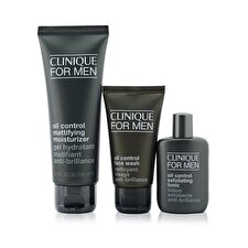 Clinique Great Skin For Men Oil Control 3-Pieces Set : Face Wash 50ml + Exfoliating Tonic 30ml + Mattifying Moisturizer 100ml 3pcs