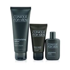 Clinique Great Skin For Men Normal To Dry Skins 3-Pieces Set : Face Wash 50ml + Exfoliating Tonic 30ml + Moisturizing Lotion 100ml 3pcs
