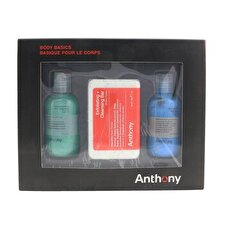 Anthony Body Basics Kit: Invigorating Rush Hair+Body Wash 100ml + Exfoliating + Cleansing Bar 198g + Blue Sea kelp Body Scrub 100ml 3pcs