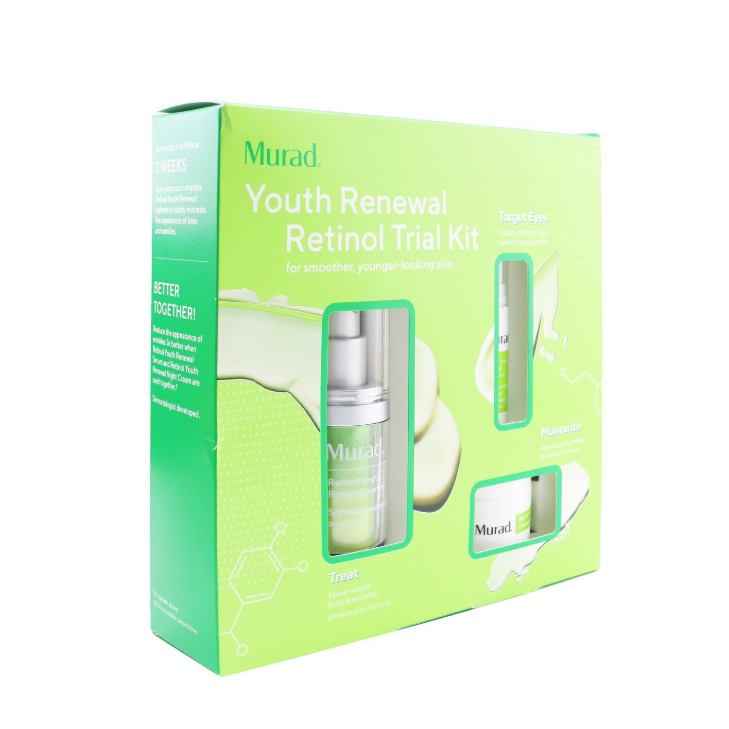 Murad Youth Renewal Retinol Trial Kit: Retinol Youth Renewal Serum 15ml +  Retinol Youth Renewal Eye Serum 5ml + Retinol Youth Renewal Night Cream  15ml 3pcs | Cosmetics Now Singapore