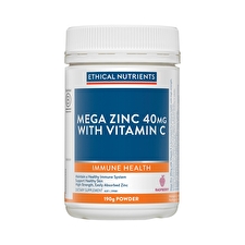 Ethical Nutrients Mega Zinc 40mg Vitamin C Raspberry 190g