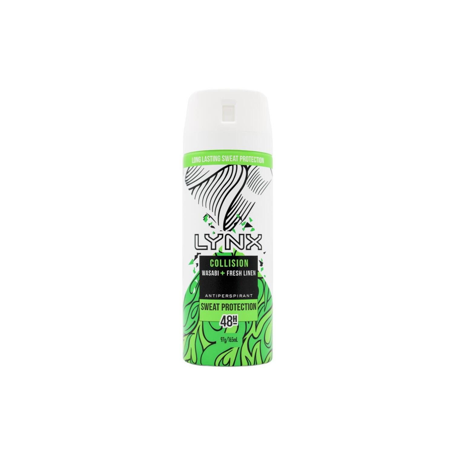 Lynx 97g Antiperspirant Collision Wasabi Fresh Linen 48hr Sweat  Protection 48 pieces Carton