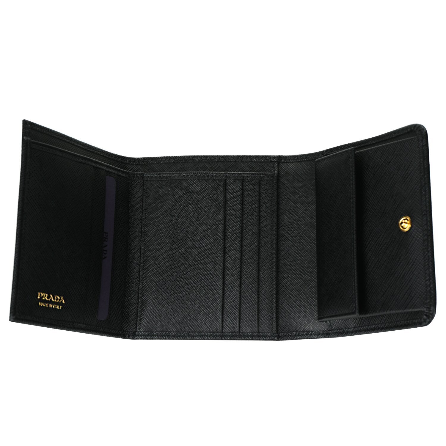 PRADA SMALL TRIFOLD WALLET Prada Black Vintage Compact Wallet – Le