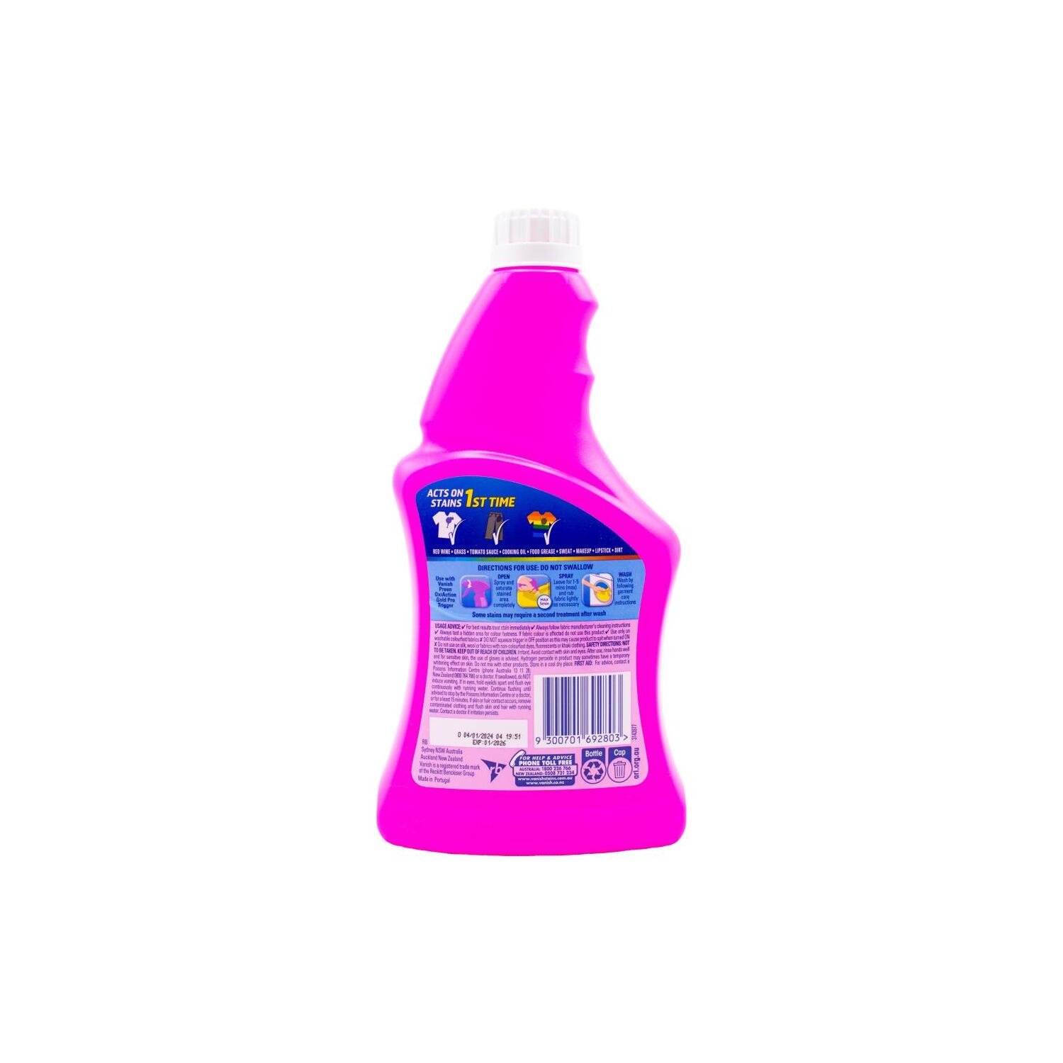 Vanish 375ml Preen Oxi Action Detergent Fabric Stain Removal Refiller For Spray